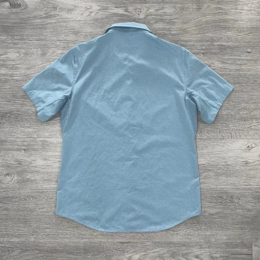 Lululemon Polo Shirt Men’s Small ? Short Sleeve Button Up Blue Collared Stretch - Picture 2 of 7